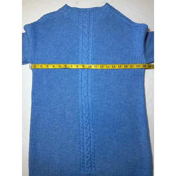 Talbots Blue Lambs Wool Blend Cable Knit Long Sleeve Sweater Woman's Size Medium - Picture 5 of 8
